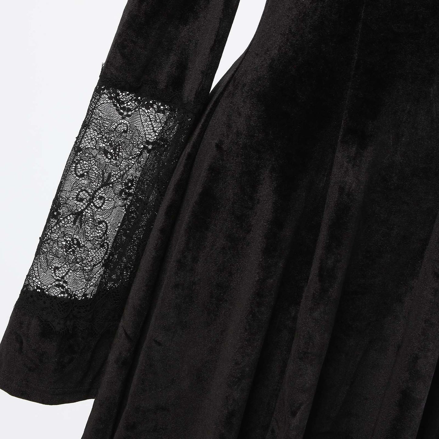 Black Velvet Gothic Dress Grunge Lace Trim Mini Emo Punk