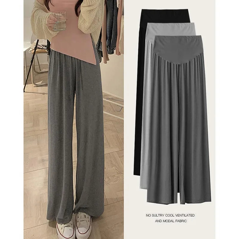 Maternity Pants Summer Maternity Silk Pants Wide-leg Pants Thin Outer Wear Loose Pleated Pants