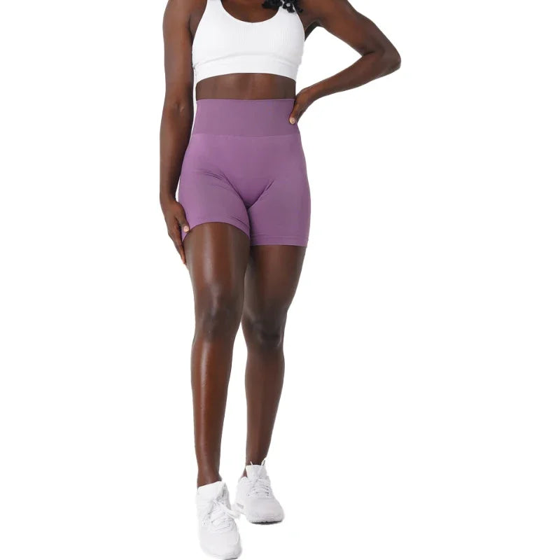 Spandex Solid Seamless Shorts Women Soft Workout Tights Fitness Outfits Yoga Pants Gym Wear