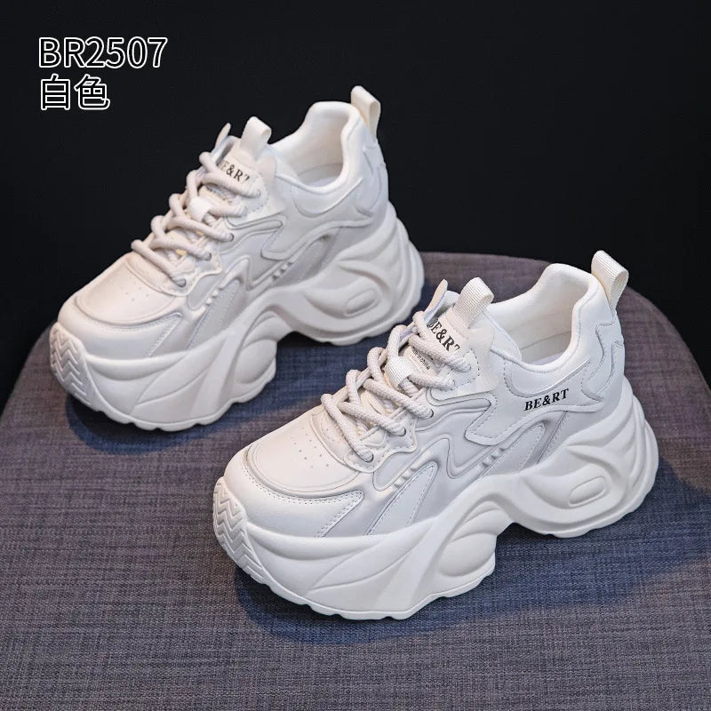 Air Mesh Genuine Leather Vulcanize High Brand Comfy Chunky Sneaker Loafer Platform Women Shoes