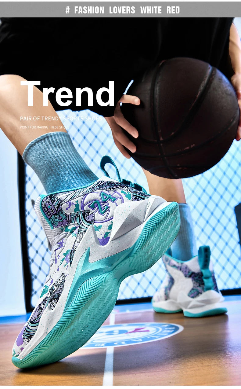 Men's Basketball Breathable Outdoor Shoes Fashion Graffiti Training Shoes
