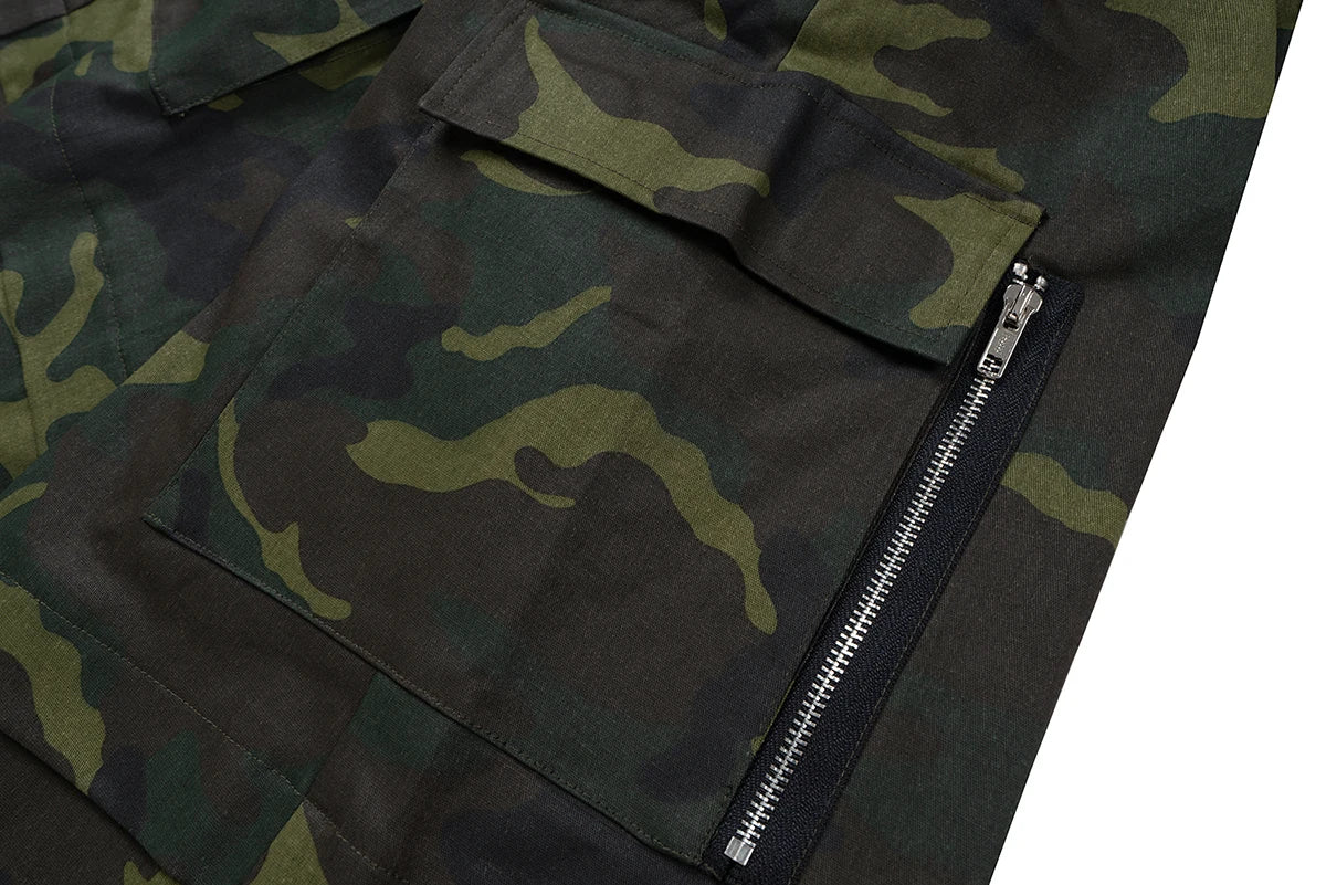 Color Match Multi-pockets Camouflage Cargo Pants for Men and Women Patchwork Baggy Overalls