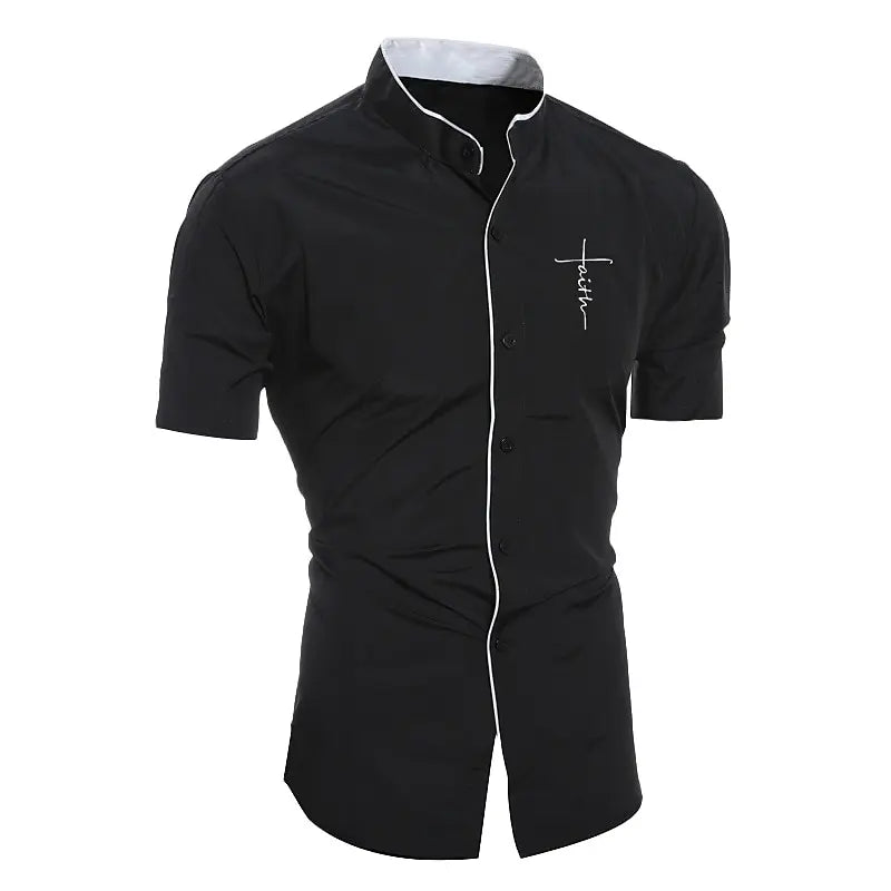 Solid Color Casual Shirt - Fashionable Street Style - Business Linen Material - Men's Short Sleeve Shirt