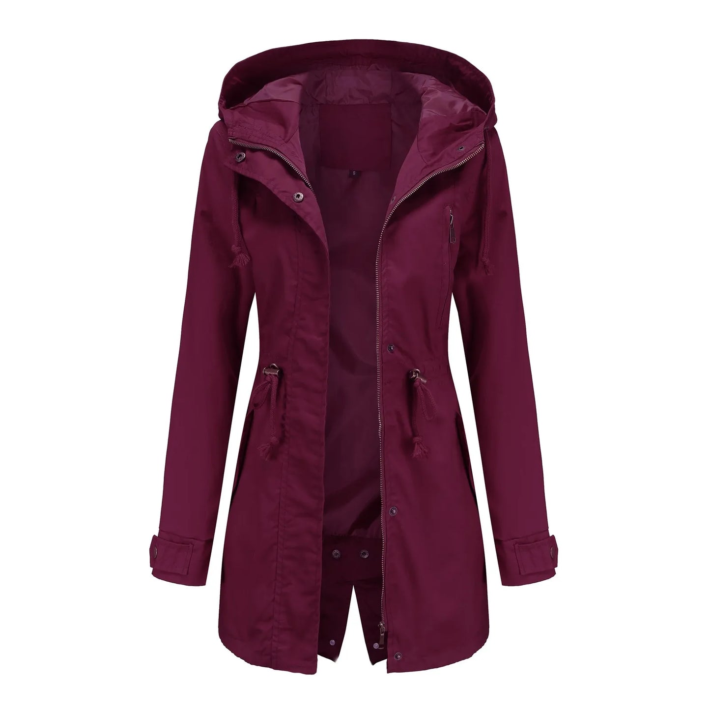 Women Jacket Windproof Windbreaker Trench Coats Female Hooded Drawstring Long