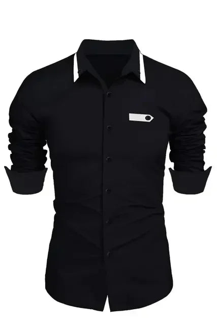 Men's Casual Solid Color Long Sleeve Shirt Soft and Comfortable