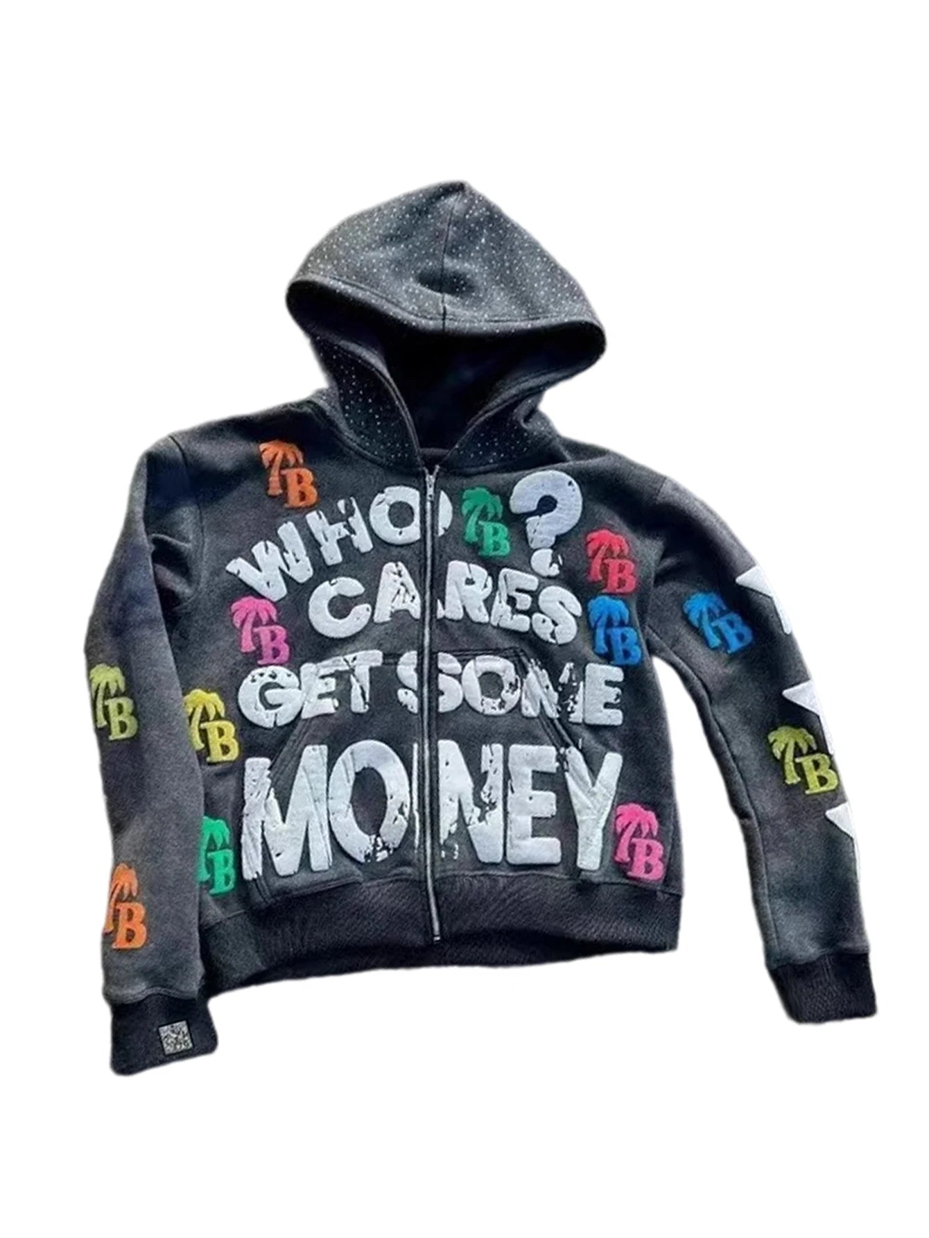 Men Gothic Hoodies Vintage Washing Letter Printed Hoodie Sweatshirt Casual Oversized Long Sleeve Streetwear Hooded Pullover