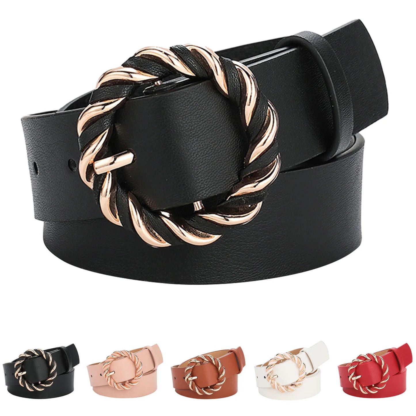 Belt for Men Women Soft Leather With O Ring Buckle White / United States Black / United States