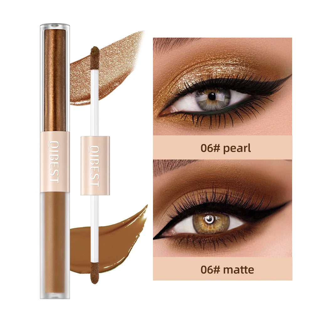 Double End Glitter Matte Eye shadow Stick Pencil Waterproof Bicolor Shimmer