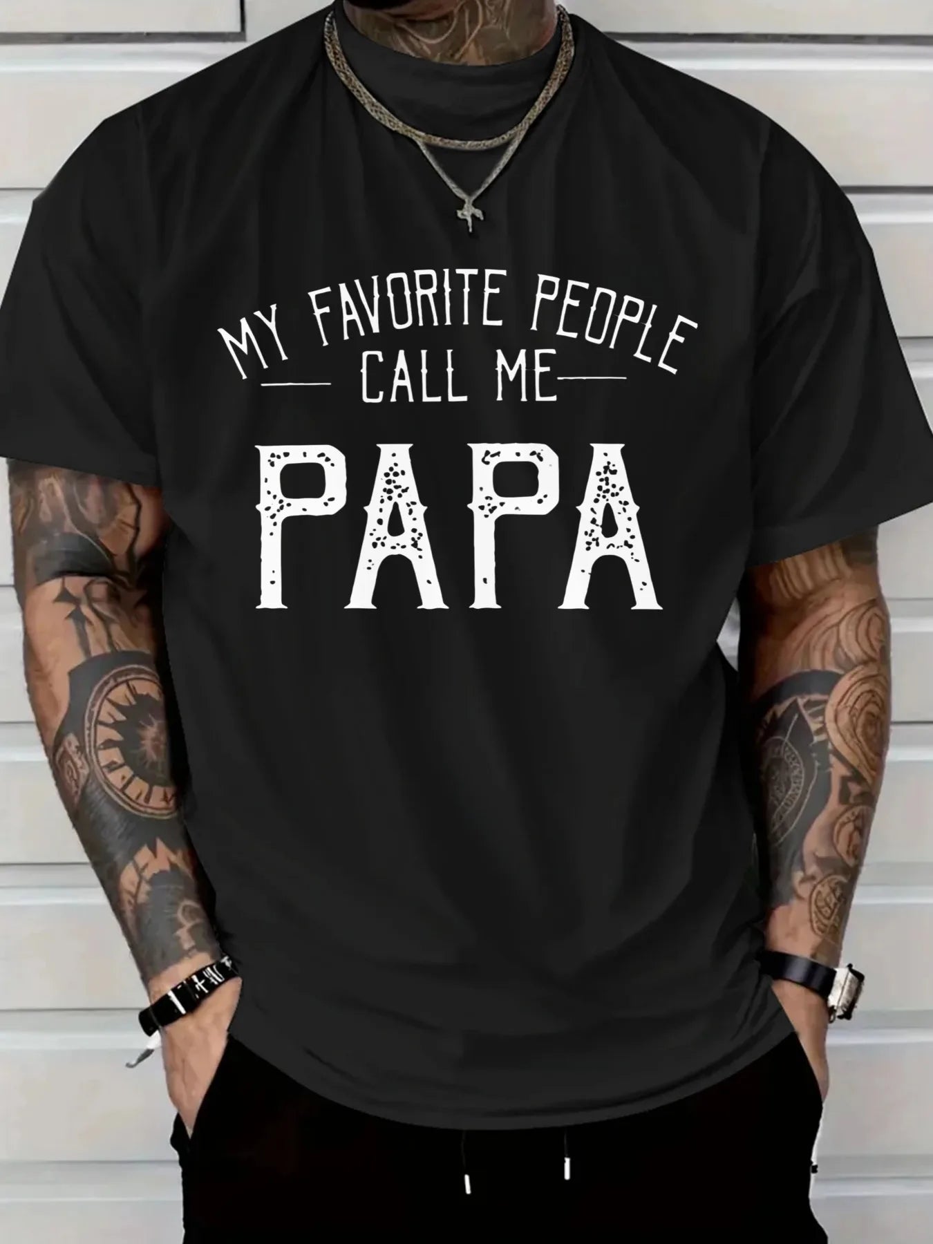 Men'S T-Shirt Red My Favorite People Call Me PAPA Graphic Tee for Casual Wear