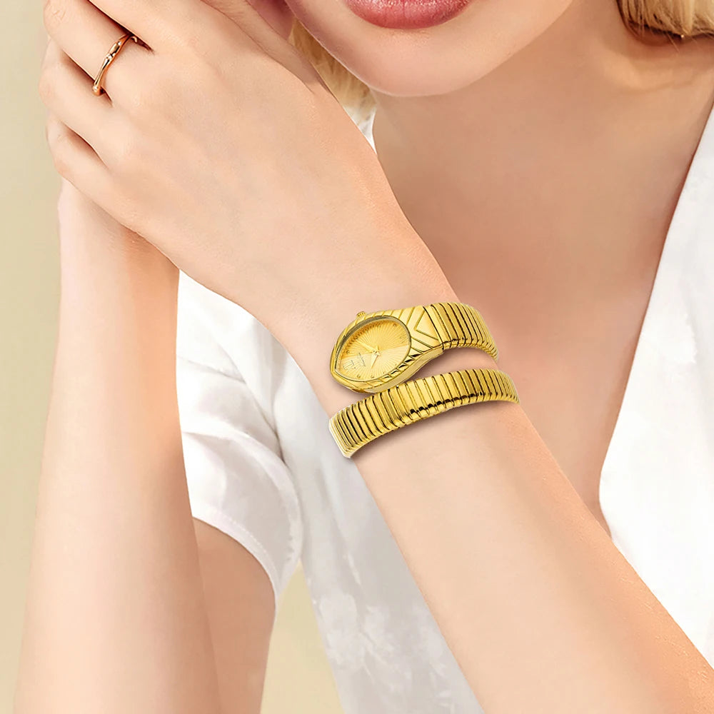 Women's Watches New Quartz Snake Shape Simple Ladies Watch Fashion Unique Strap Waterproof