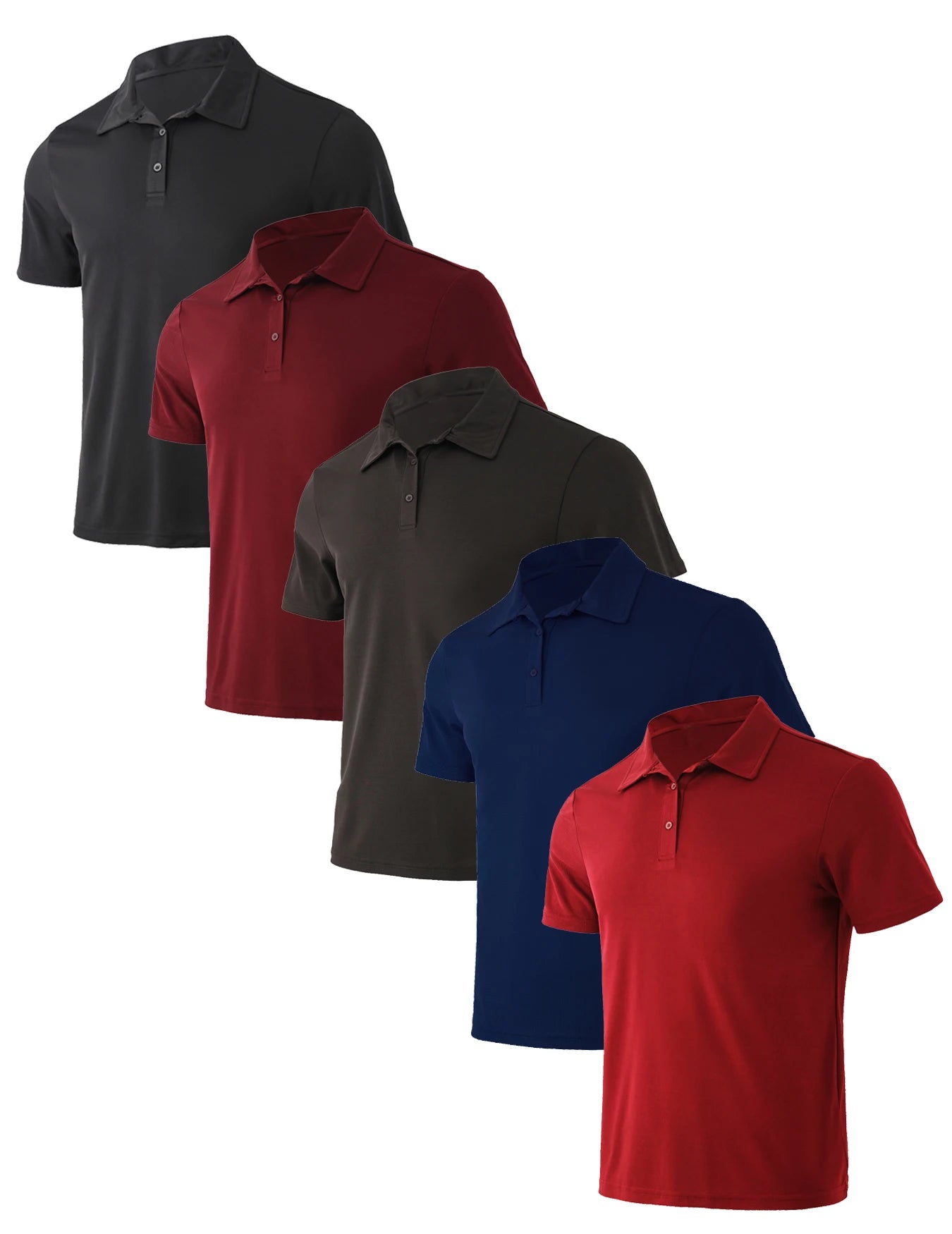 5-piece men's solid color short sleeved polo shirt breathable quick drying short sleeved top