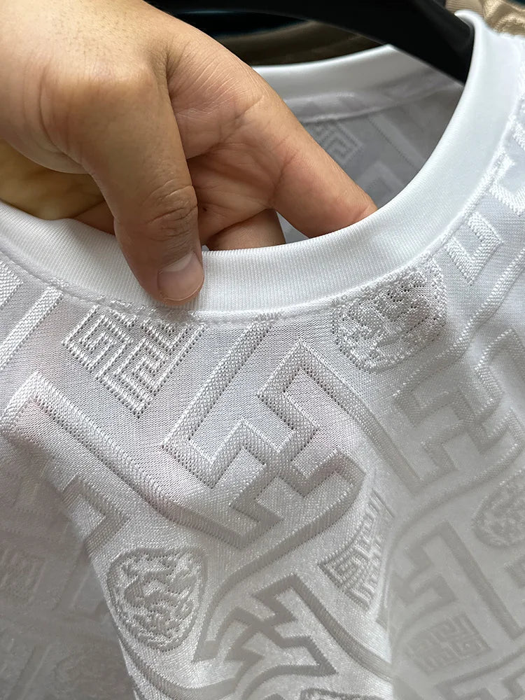 Silk Breathable Short Sleeve Men O-neck Top Cool Comfortable T-shirt