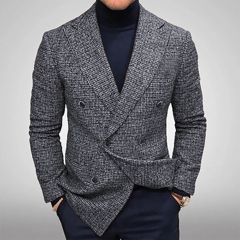 Men s Classic Plaid Print Fit Blazer Jacket with Notched Lapel and Two Button Closure for Fall Fashion Comfort