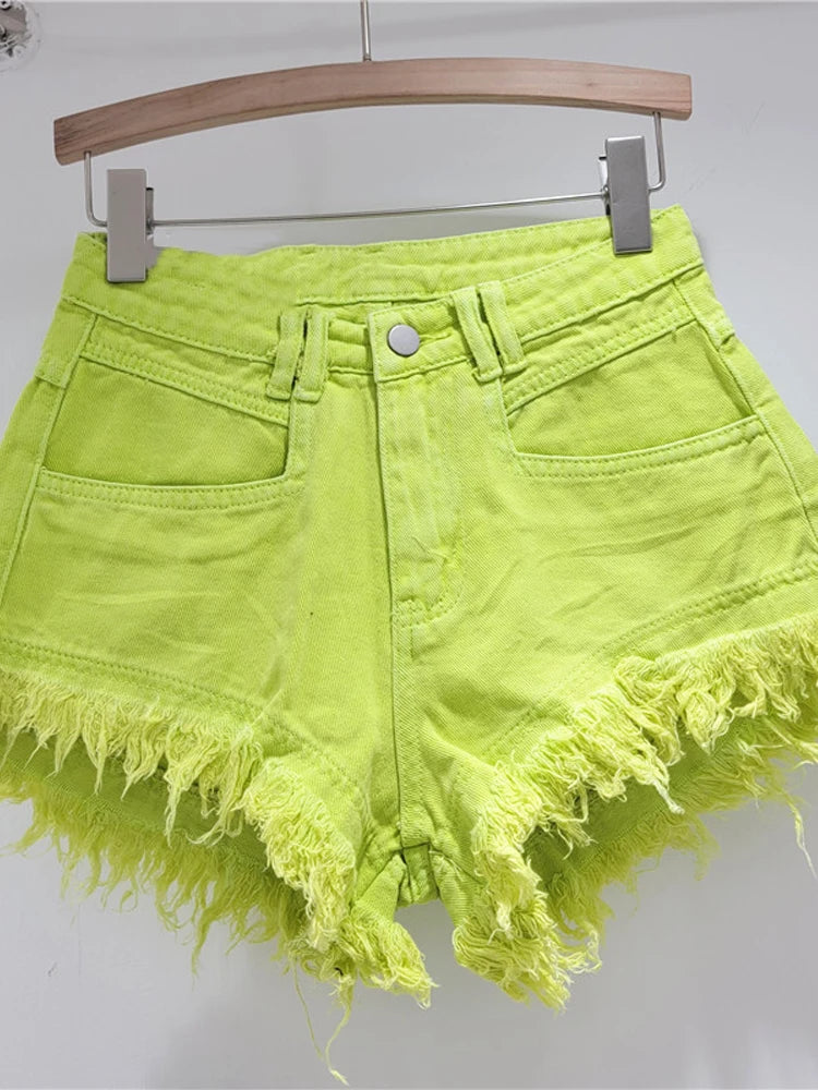 Denim Shorts Pants Low Rise Slim Lady Crop jeans Distressed Chic Casual Short Trousers
