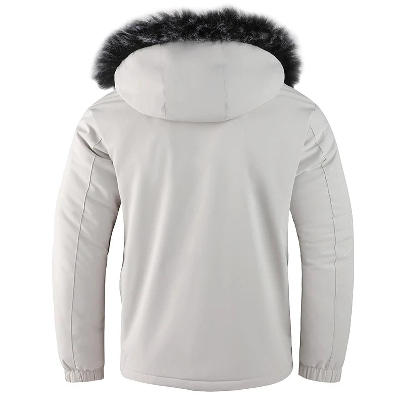 Men's Hooded Cotton Jacket Windproof Padded Cold Pure Color Simple