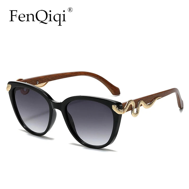 Metal Snake Trendy Street Shot Sun Glasses Brand Designer Ladies