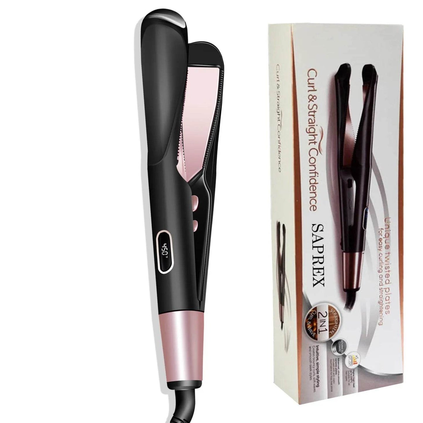 2 in 1 Hair Straightener And Curler Twist Straightening Curling Iron Professional Negative Ion Fast Heating Styling Flat Iron - Fashionqueene.com
