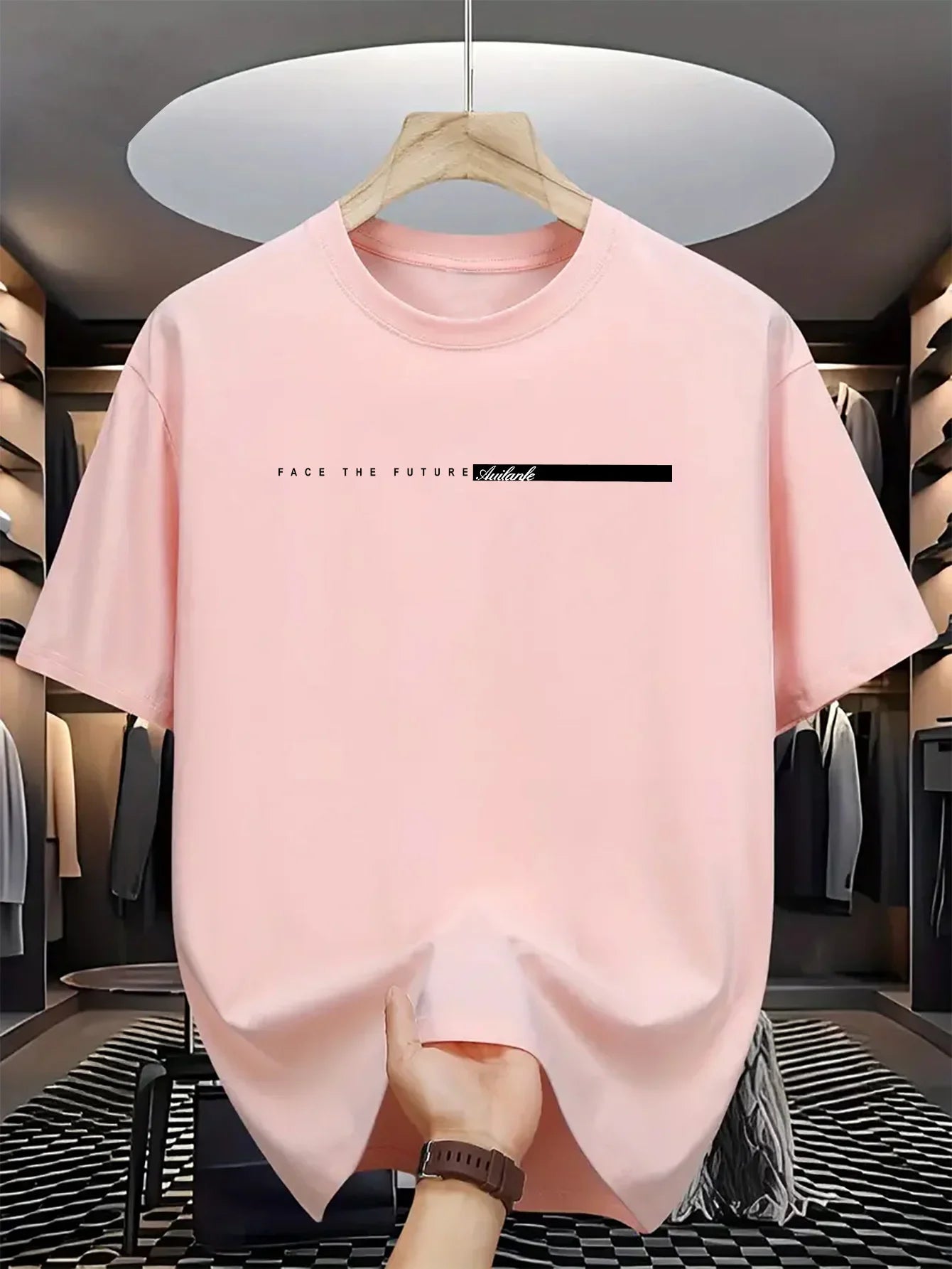 Men's Casual T-shirt, Round Neck Short Sleeves Letter Print Unisex Short Sleeves