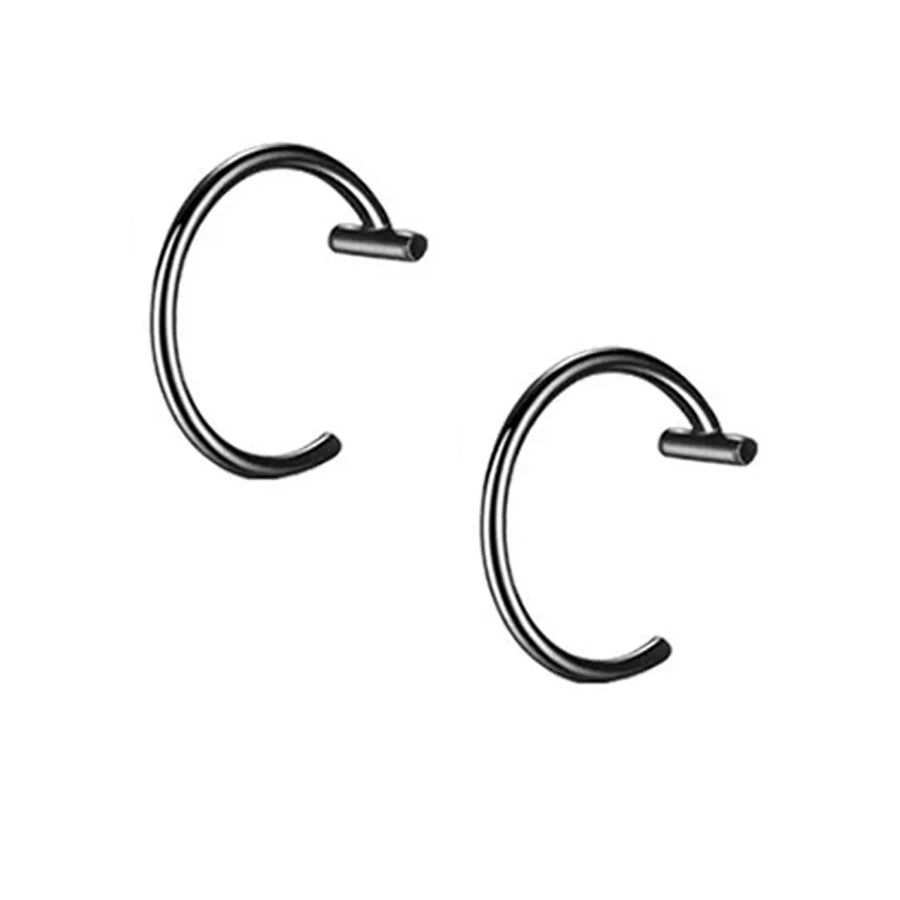 2PCS Trendy 10mm Stainless Steel Punk Clip on Fake Piercing Nose Wrap Lip Rings A silver B silver B black A silver-B silver-B black-B gold-C silver-C black-C gold-D silver-D black-D gold-