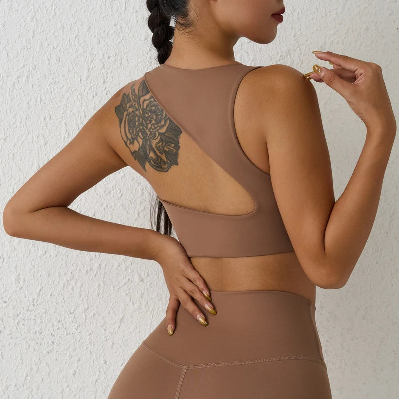 Backless Women Crop Top Fitness Solid Sports Bra Gym Shockproof