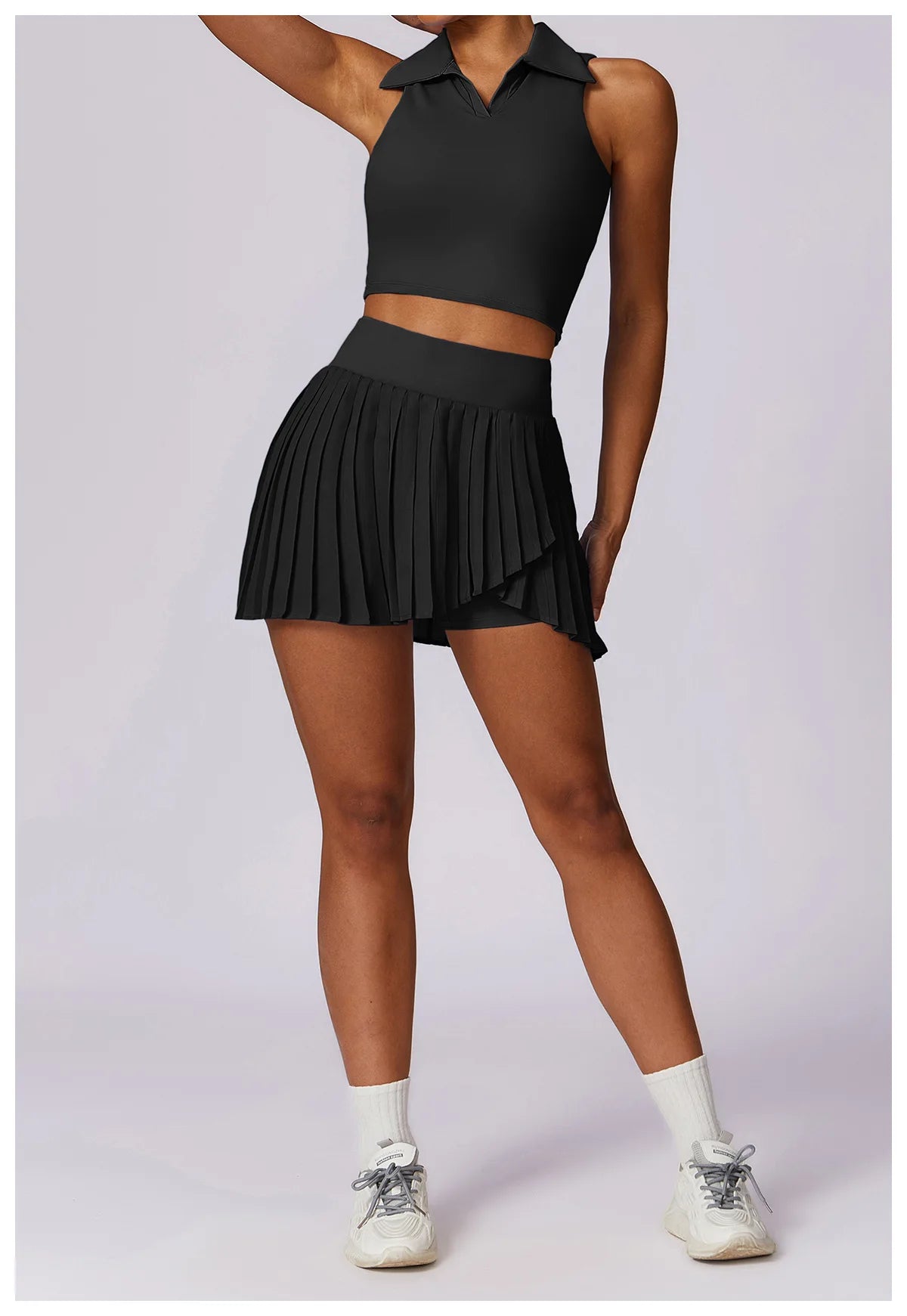 2 Pieces Sports Set for Women Yoga Suit Sportswear Fitness Top Sports Short Skirt Gym Push Up Workout