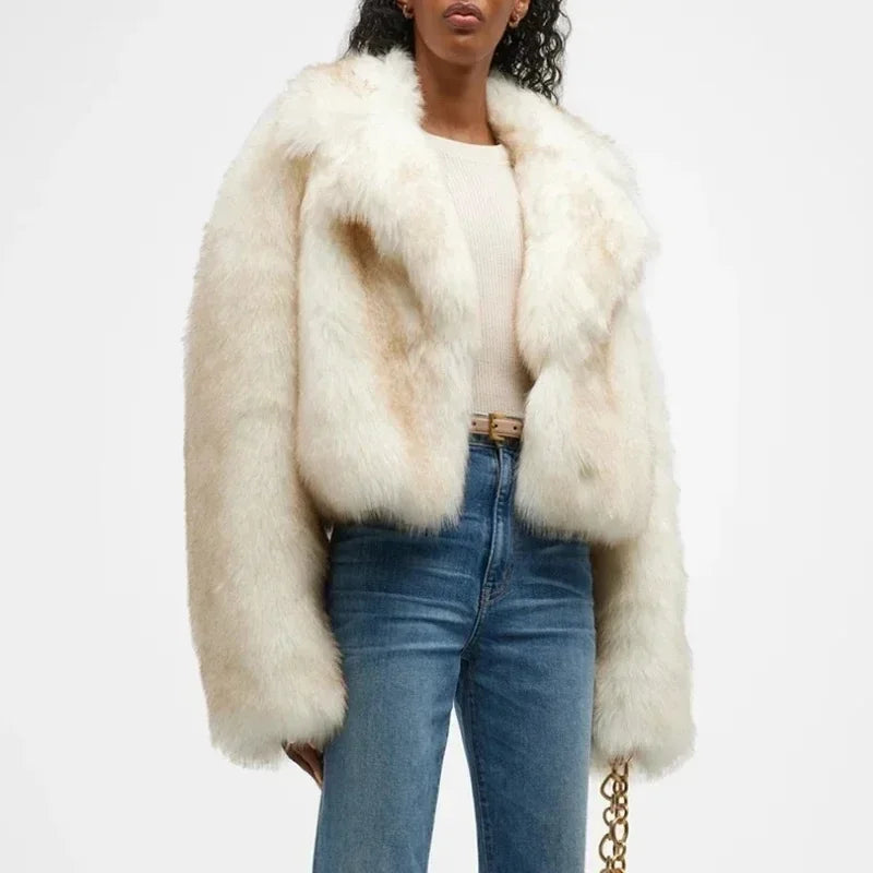 Winter Fur Coat Women Short Lazy Wind Fox Fur Jacket Cropped Fluffy