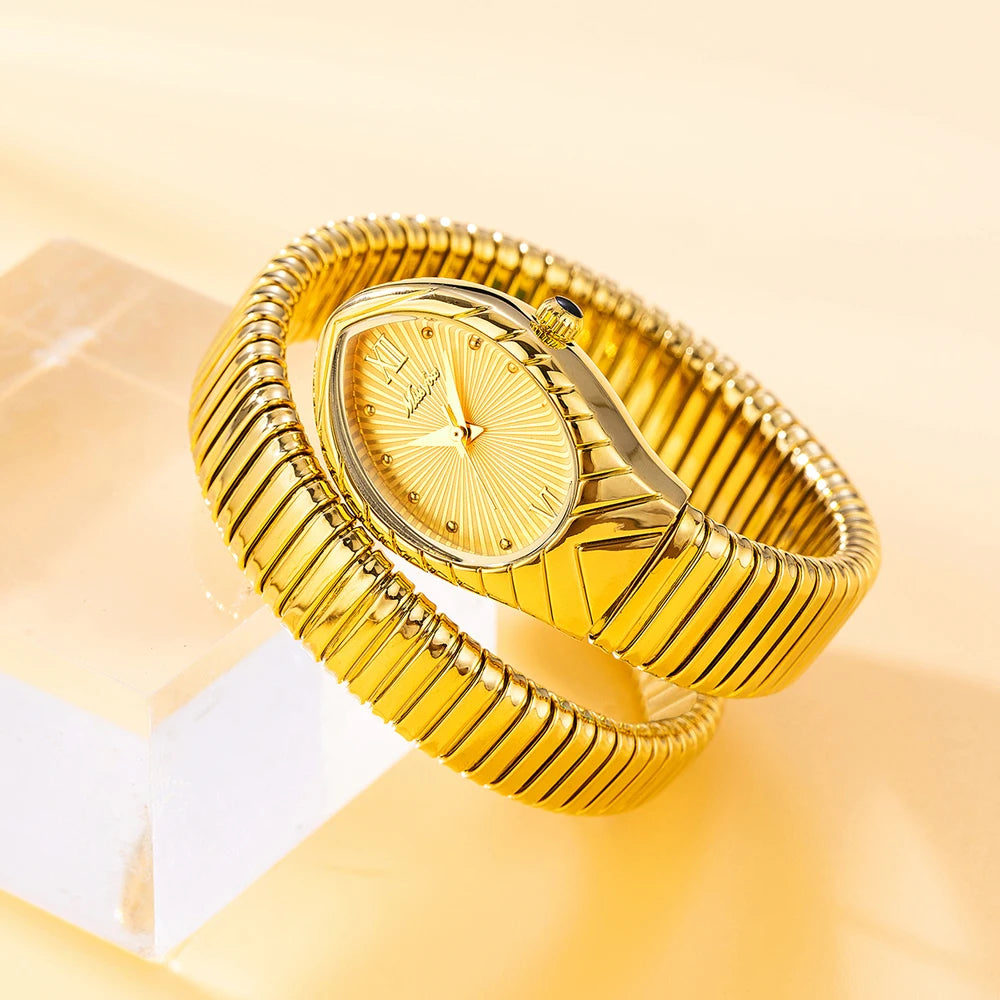 Women's Watches New Quartz Snake Shape Simple Ladies Watch Fashion Unique Strap Waterproof
