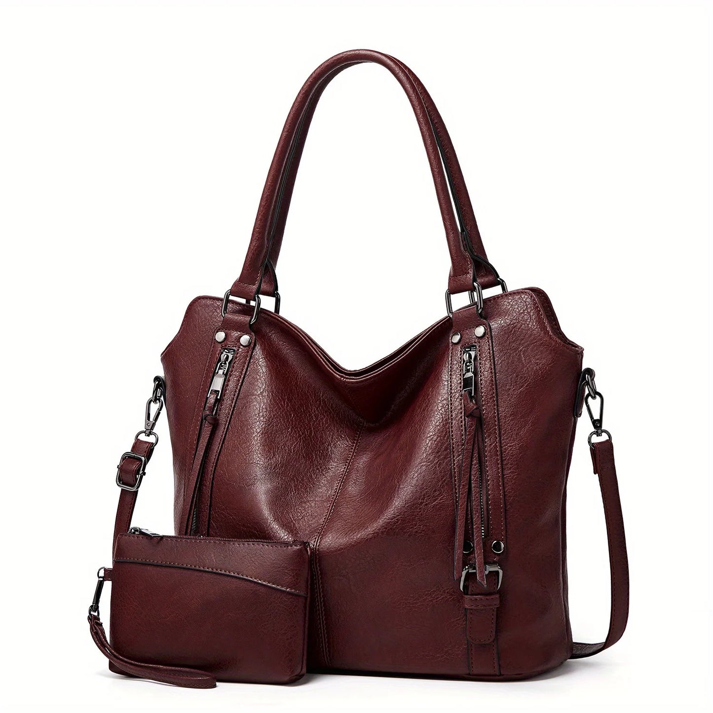 2PC Set Purses Tote Bag For Women, PU Leather Large Shoulder Bag, With Multi-Pockets Navy Blue / (30cm<Max Length<50cm) / United States Black / (30cm<Max Length<50cm) / United States Brown / (30cm<Max Length<50cm) / United States Navy Blue / (30cm<Max Length<50cm) / United States-Black / (30cm<Max Length<50cm) / United States-Brown / (30cm<Max Length<50cm) / United States-Purple Red / (30cm<Max Length<50cm) / United States-Coffee / (30cm<Max Length<50cm) / United States-
