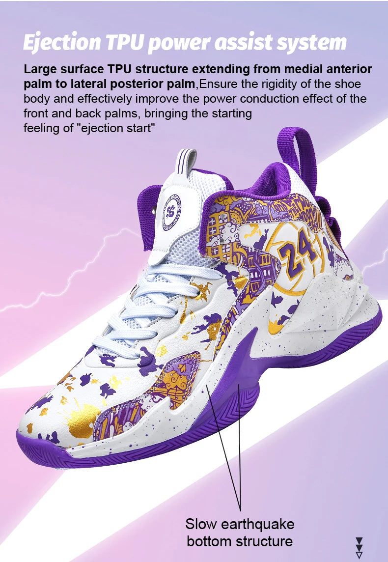 Men's Basketball Breathable Outdoor Shoes Fashion Graffiti Training Shoes