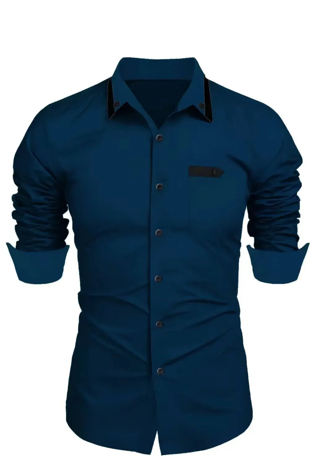 Men's Casual Solid Color Long Sleeve Shirt Soft and Comfortable