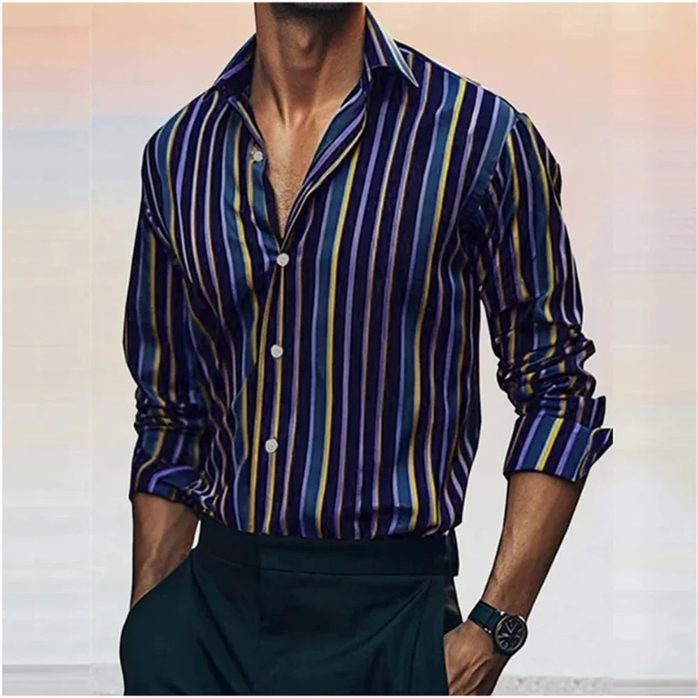 Men's casual striped plaid lines are soft and comfortable