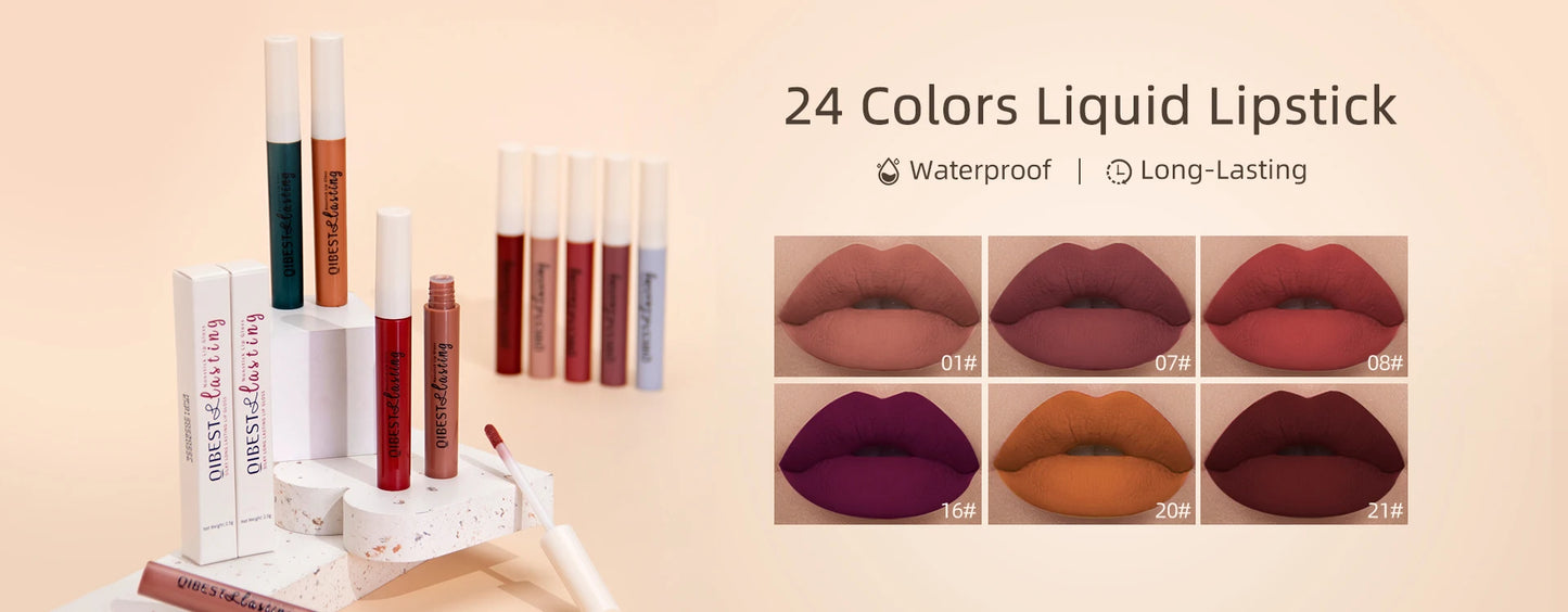 Hot Velvet Matte Nude Lip Gloss Sexy Long Lasting Non-stick Cup Nude Red Liquid Lipstick Waterproof 1 3