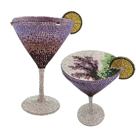 Jewels Martini purse Diamond Evening Purses Crystals Bridal Handbag Dinner Purses Rhinestone Party Clutch Bags