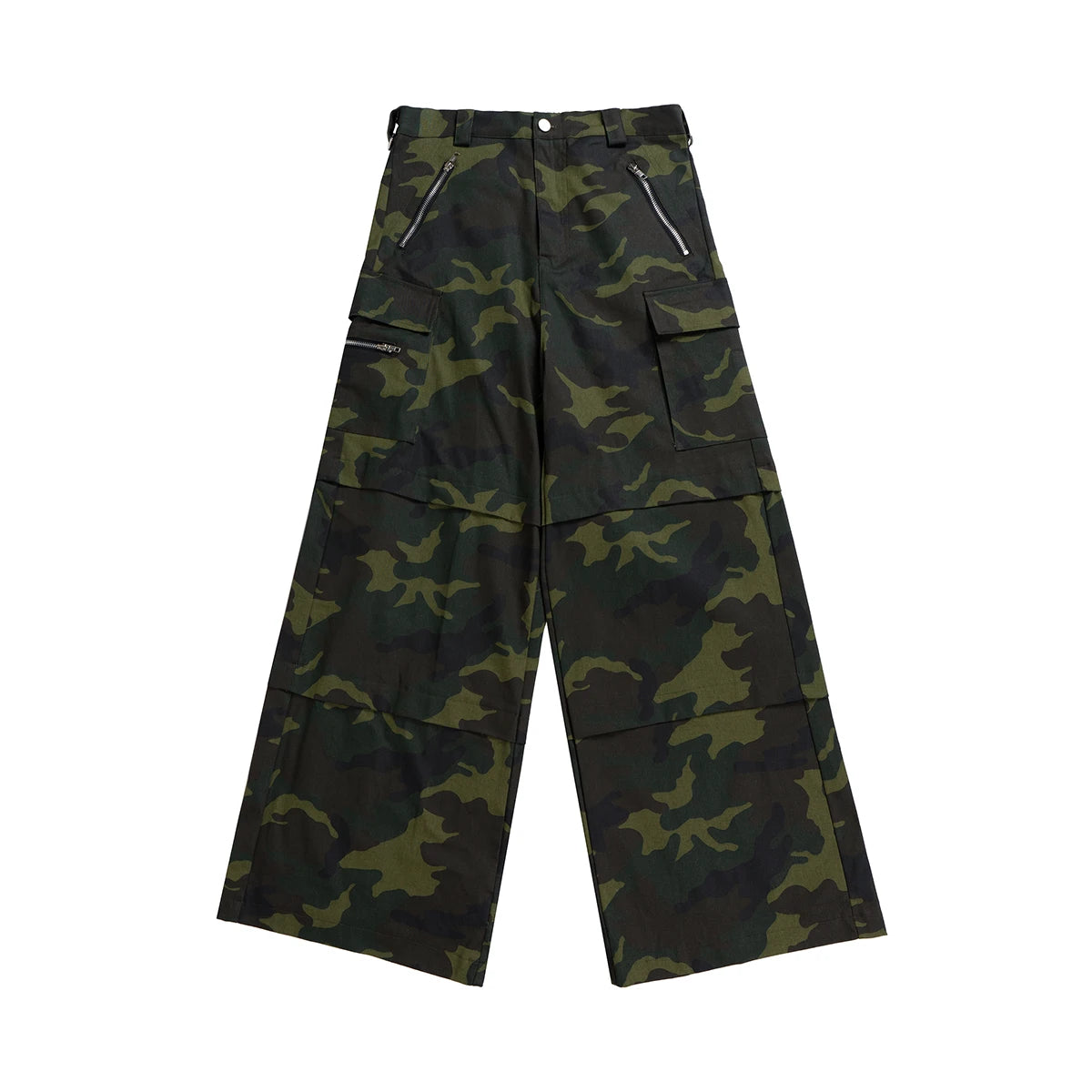 Color Match Multi-pockets Camouflage Cargo Pants for Men and Women Patchwork Baggy Overalls