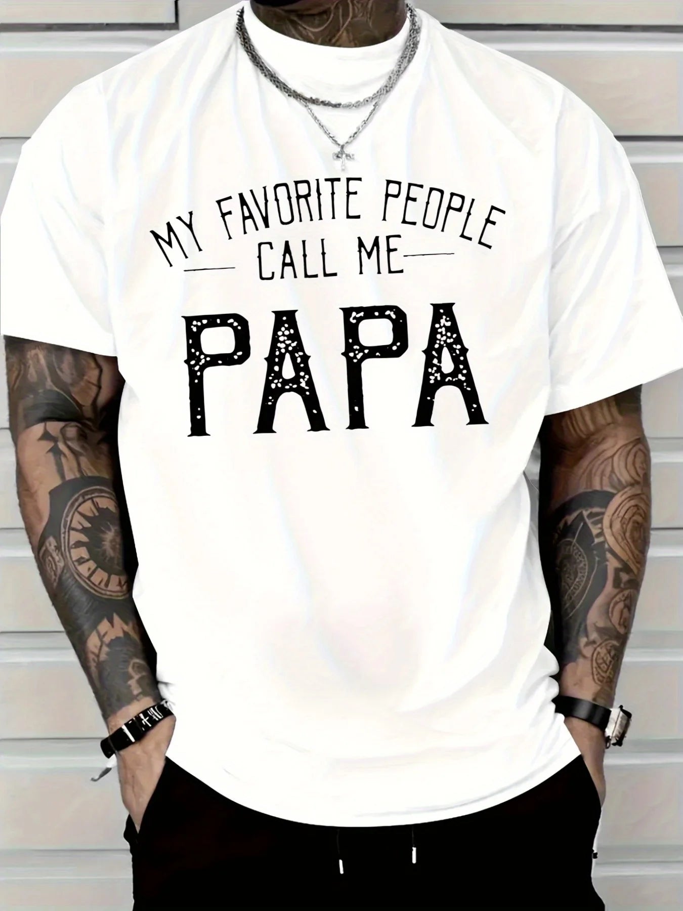 Men'S T-Shirt Red My Favorite People Call Me PAPA Graphic Tee for Casual Wear
