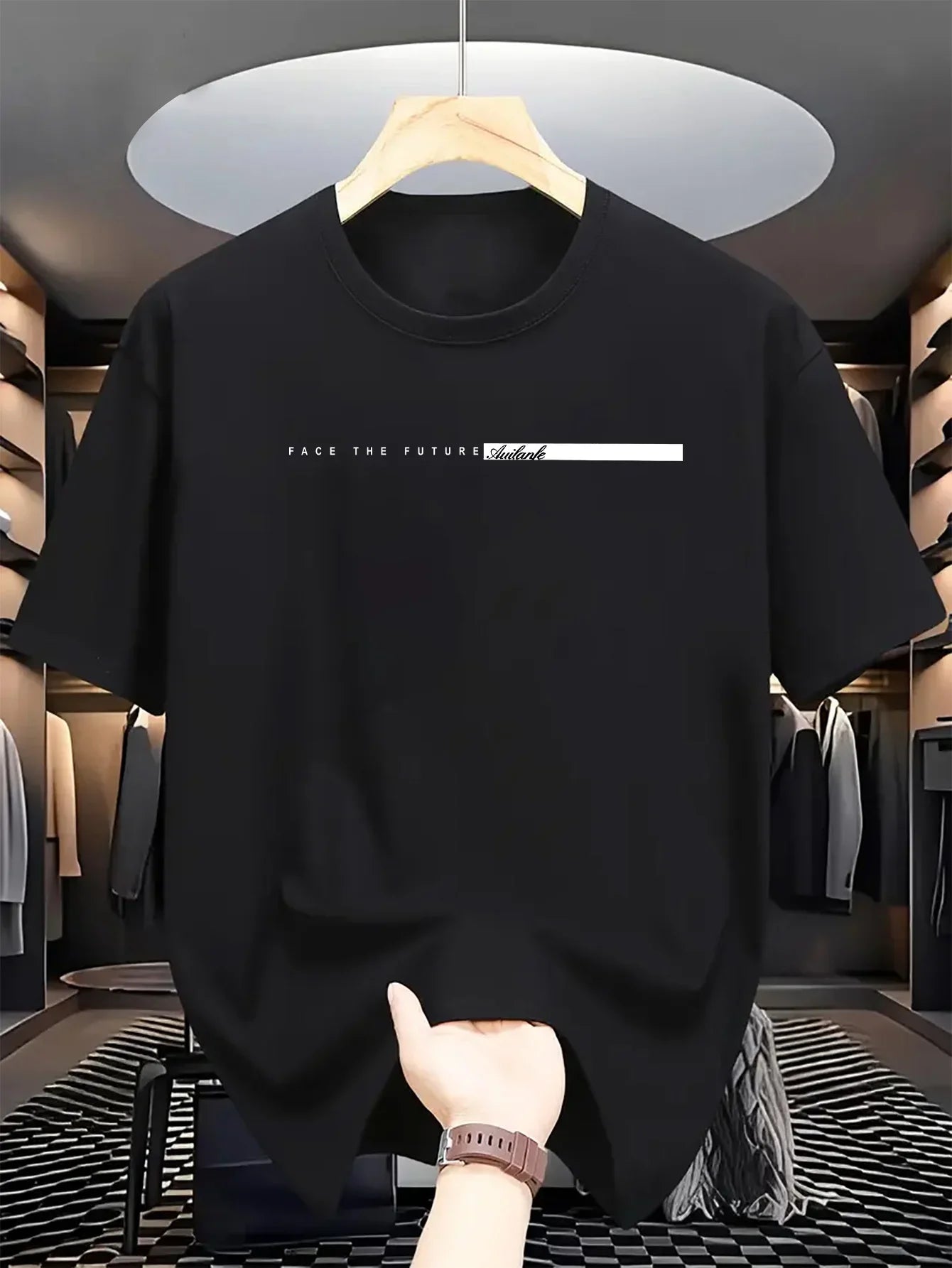 Men's Casual T-shirt, Round Neck Short Sleeves Letter Print Unisex Short Sleeves