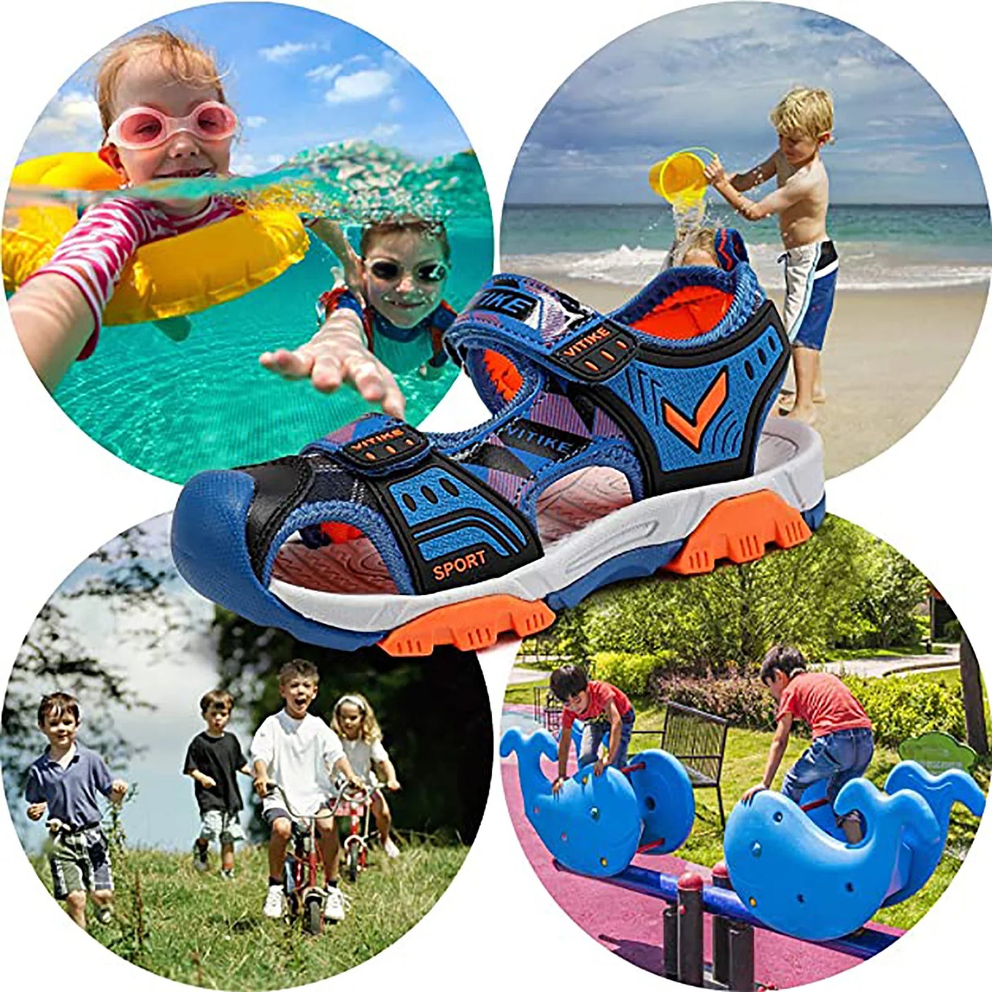 Kids Sports Sandal Outdoor Hiking Athletic Closed-Toe Beach Girls Summer Pool Shoes