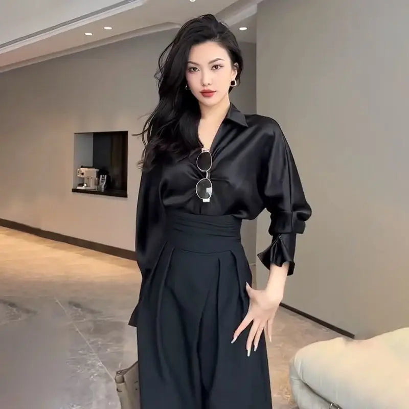Wide-Leg Pants Women's Slimming Suit Pant Magic High Waist Loose Straight Casual Trousers