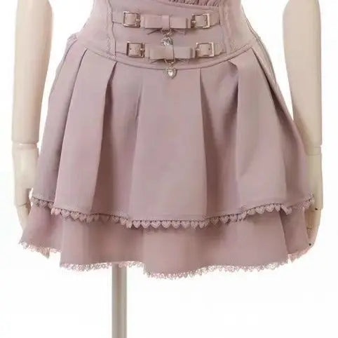 Mini Cake Skirts Womens Jupe Fairy Bandage Lolita High Waist Y2k Aesthetic Sweet Lace Gothic