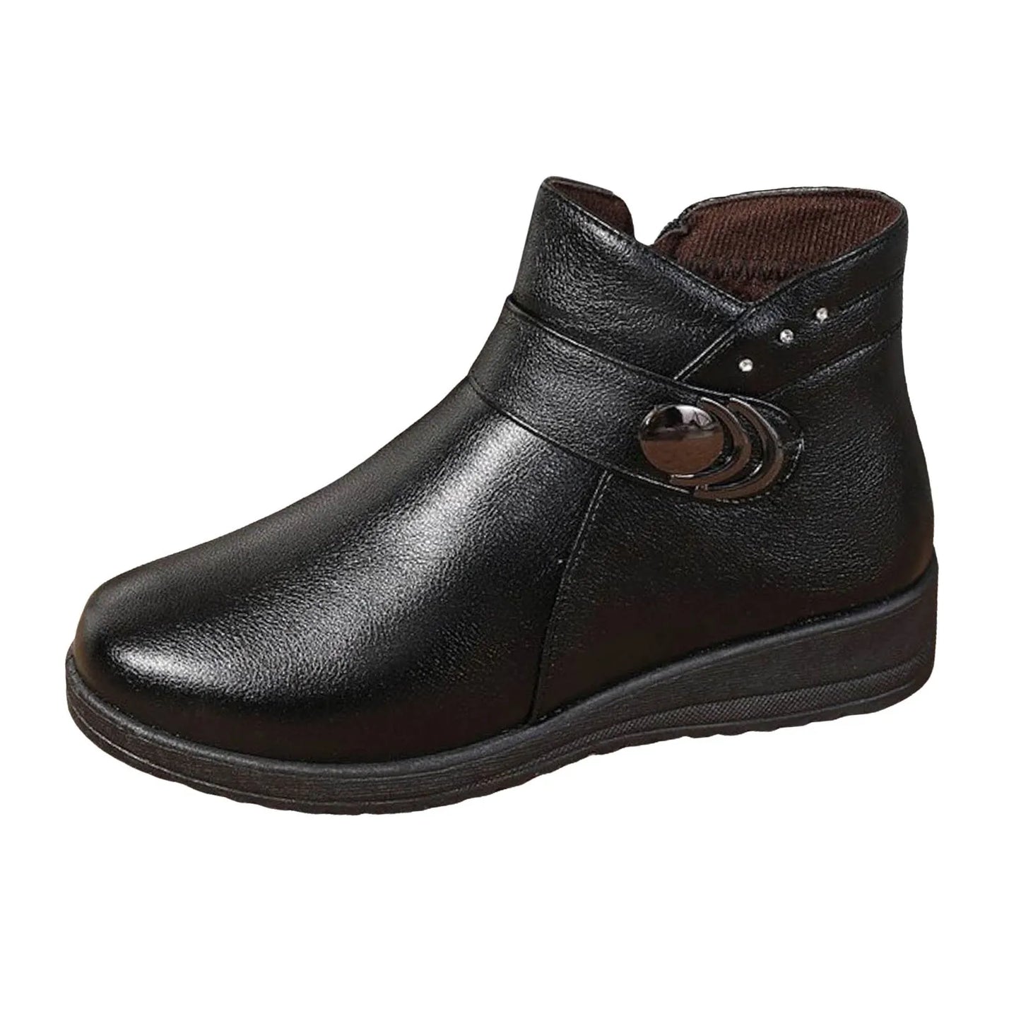 Square Heel Pu Boot Plus Size Comfortable Round Toe Ankle Boots Low Heel Brown / 36 / United States Brown / 37 / United States