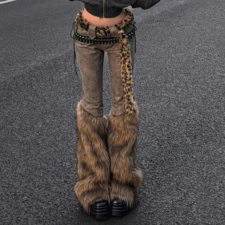 Raw Edge Micro-flared Jeans Millennial Fashion High Street Jeans Harajuku Hip Hop