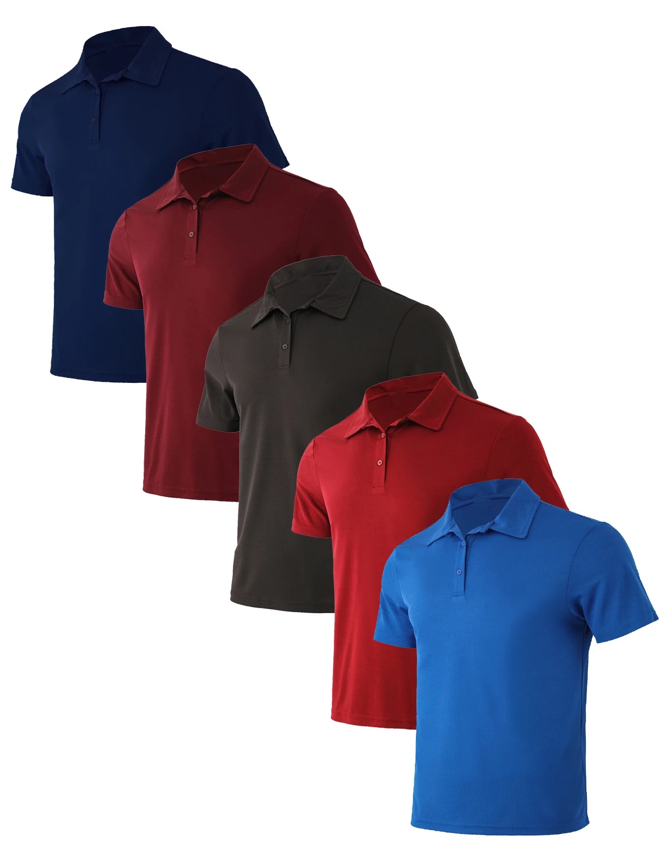 5-piece men's solid color short sleeved polo shirt breathable quick drying short sleeved top