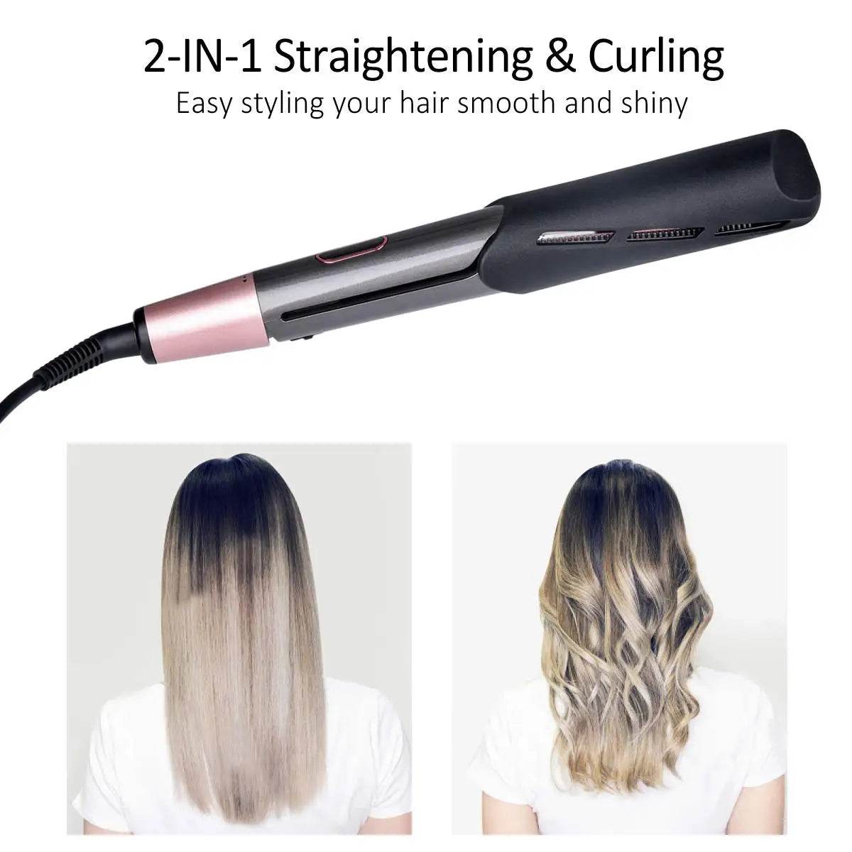 2 in 1 Hair Straightener And Curler Twist Straightening Curling Iron Professional Negative Ion Fast Heating Styling Flat Iron - Fashionqueene.com