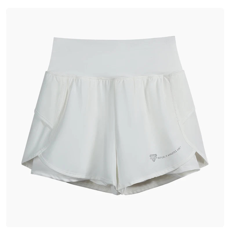 DRUR Yoga Short Woman Jogging Fitness Elastic Waist 2 In 1 Workout Shorts With Pockets