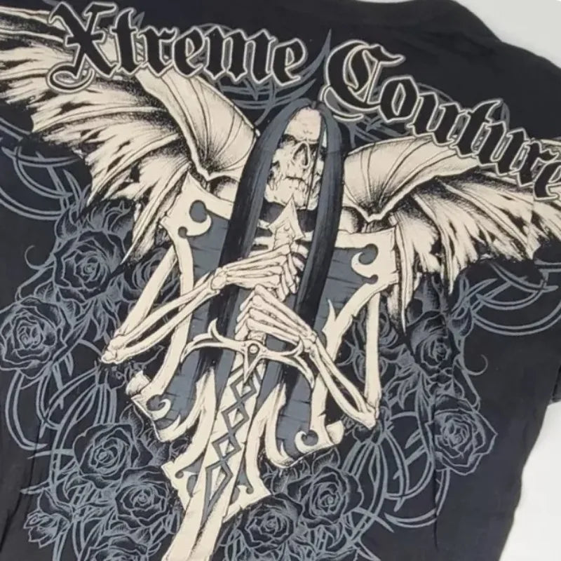 Xtreme Dark Grey Short Sleeves Woman High Street American HD Printing T-shirt Men and Women
