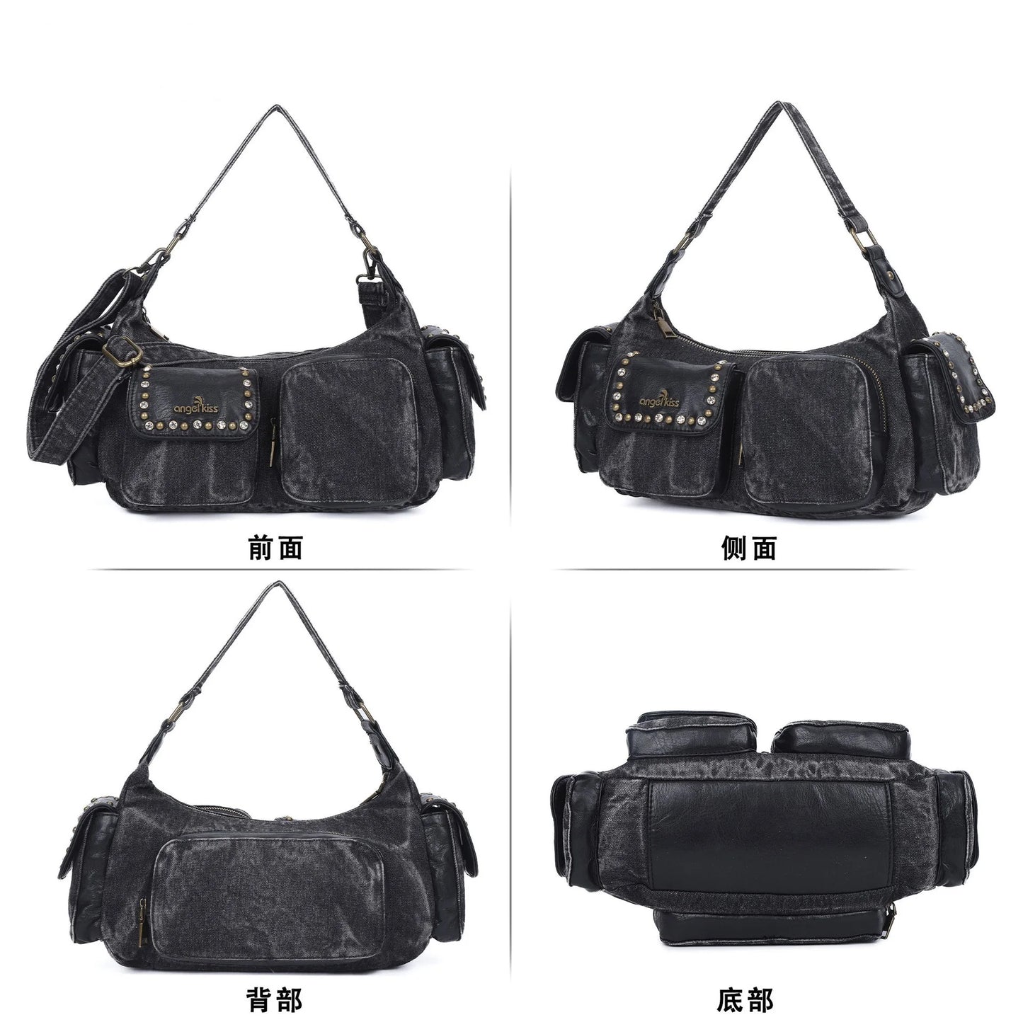 Women's Denim Bag Y2K Vintage Blue Jean Purse and Handbags Crossbody Wallet Large Capacity Baguette Bag Blue / 30cmx15cmx10cm Blue / 30cmx15cmx10cm-