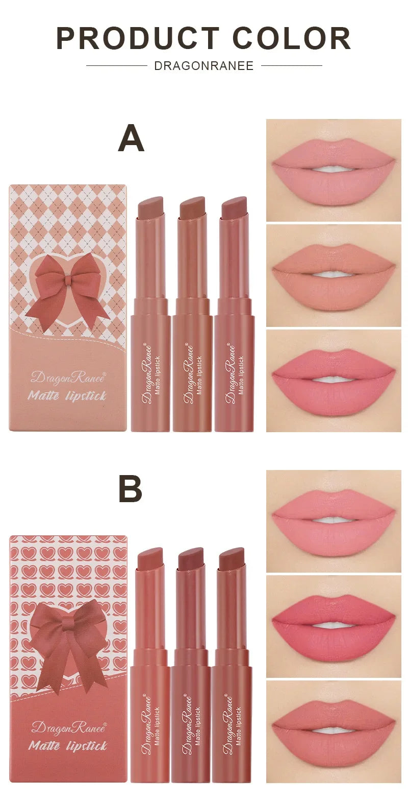 1/3pcs Nude Lipstick Crayon Long Lasting Matte Lipstick Pencil 24 Hours Waterproof Set Lip Moisturizer Colouring Lip Tint Stick