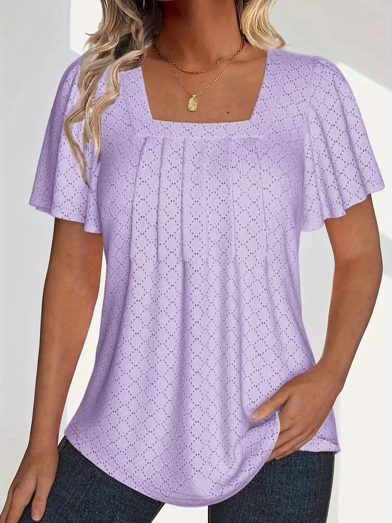Plus size spring and summer fashionable and elegant hollow tops for women