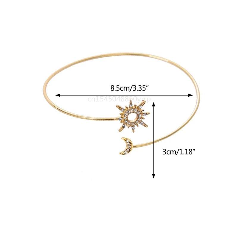 1 Pcs Rhinestones Arm Cuff for Women Armlet Bangle Arm Cuff Flexible - Fashionqueene.com