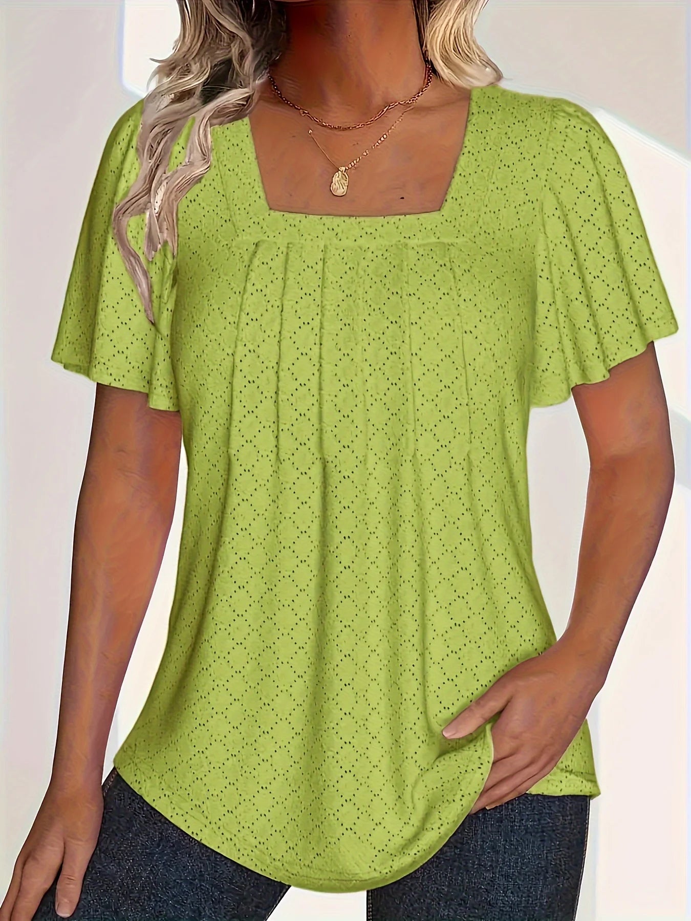 Plus size spring and summer fashionable and elegant hollow tops for women